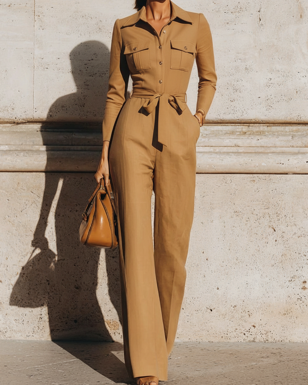 Tailored Belted Wide-Leg Jumpsuit