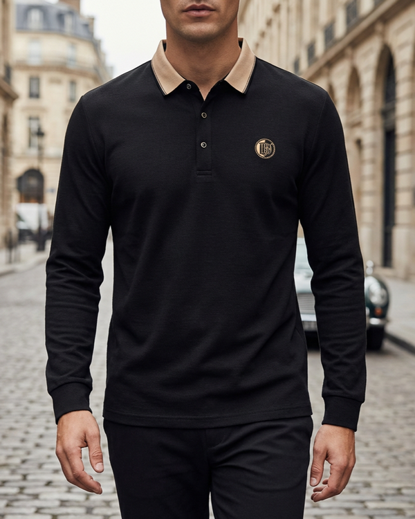 Veneto Long-Sleeve Cotton Piqué Polo
