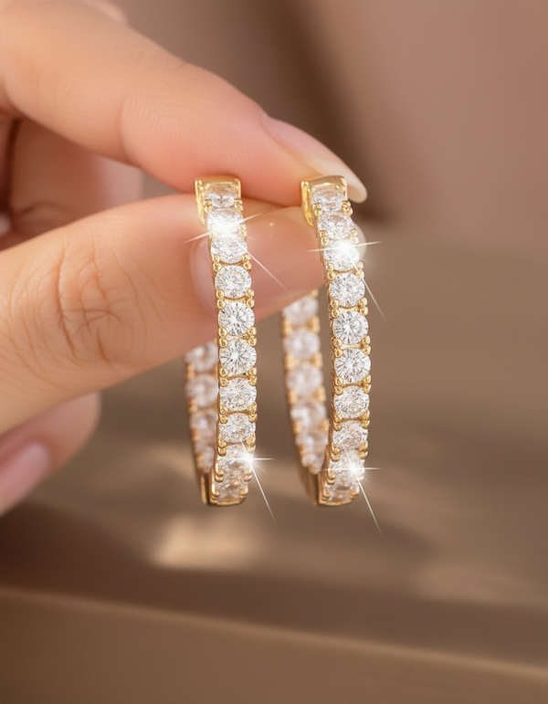 Elegant Round Cut  Hoop Earrings