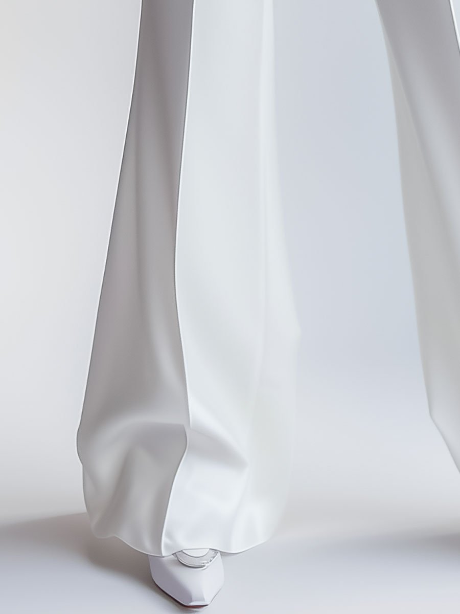 Elegant White High-Waisted Trousers HWT