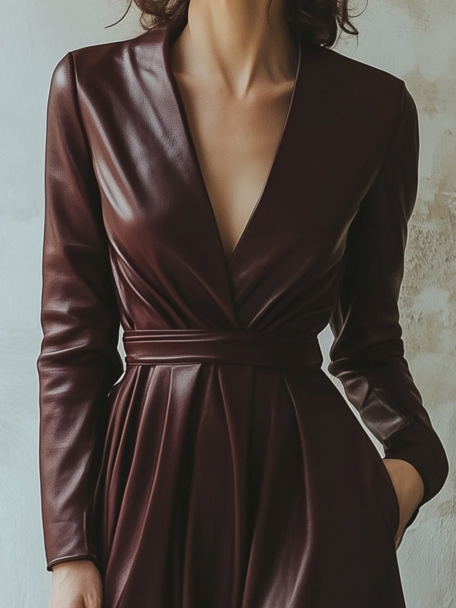 Chic Burgundy Leather Dress HWT