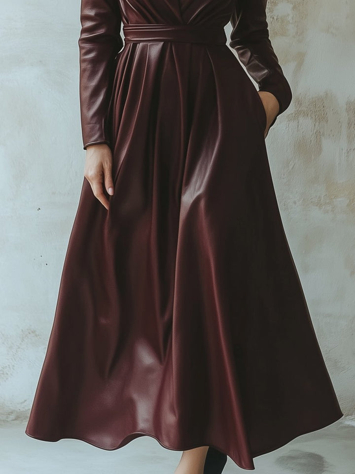 Chic Burgundy Leather Dress HWT