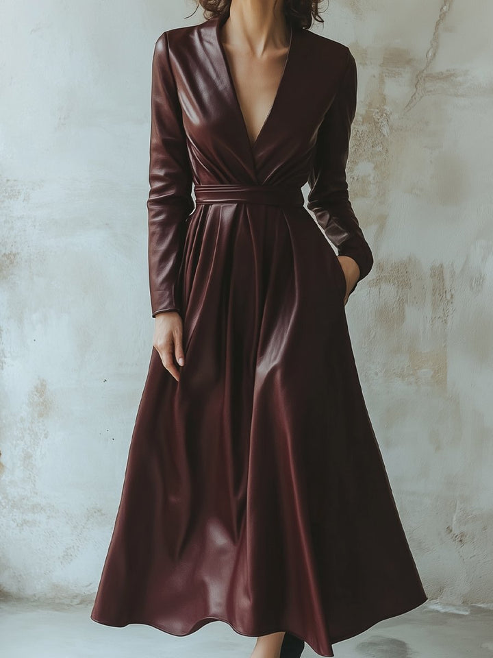 Chic Burgundy Leather Dress HWT