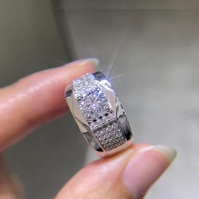 Sterling Silver Four Row Stone Wedding Band Shineofidamond